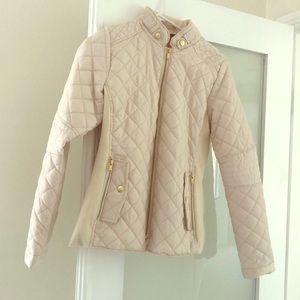 Ivory Quilted Jacket with Gold Detailing